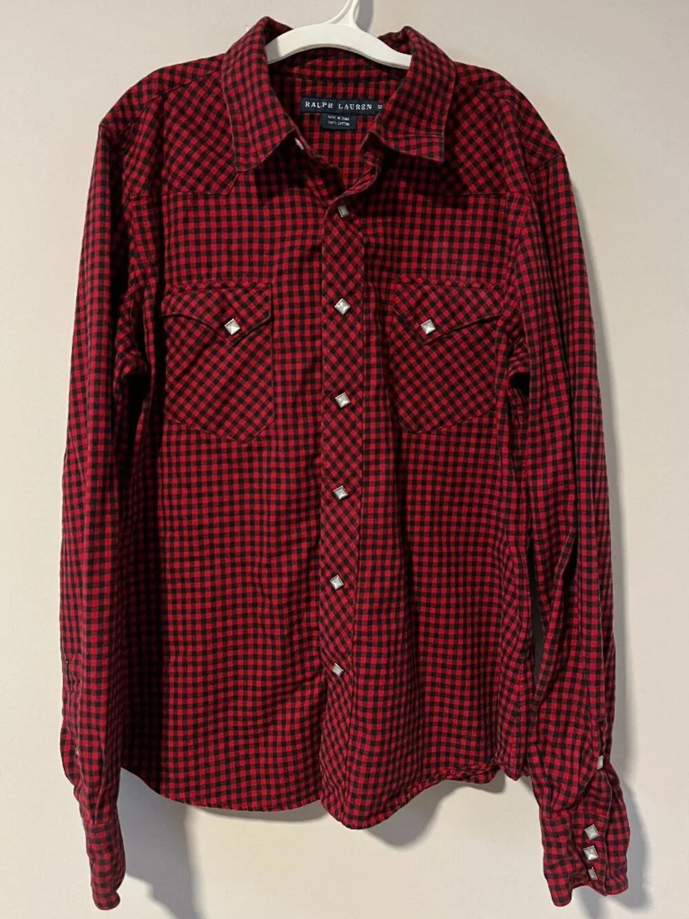 Ralph Lauren Plaid Western Shirt Girls 12 Pearl Snap Diamond Button Western Prep